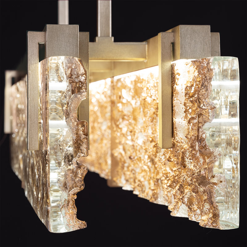 Luminaire suspendu linéaire 52,25 po Terra, Or, Feuille d’or