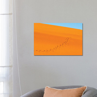 Footprints On Red Sand Dune In Southern Namib Desert. Sossusvlei, Namib-Naukluft NP, Namibia by Keren Su - Wrapped Canvas Print