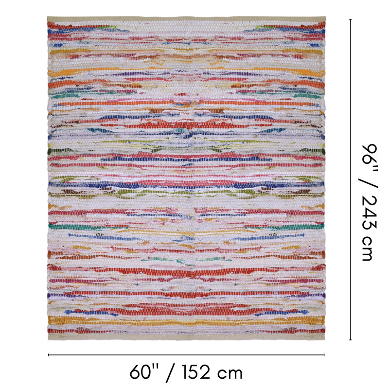 Steinke Cotton Abstract Indoor / Outdoor Rug, Rectangle 5' x 8'