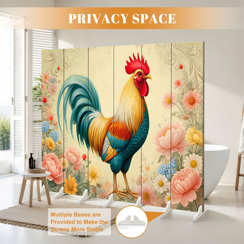 Paravent rustique 6 panneaux paravent Royal Rooster, 6, H 71 po x l 96 po x P 1 po