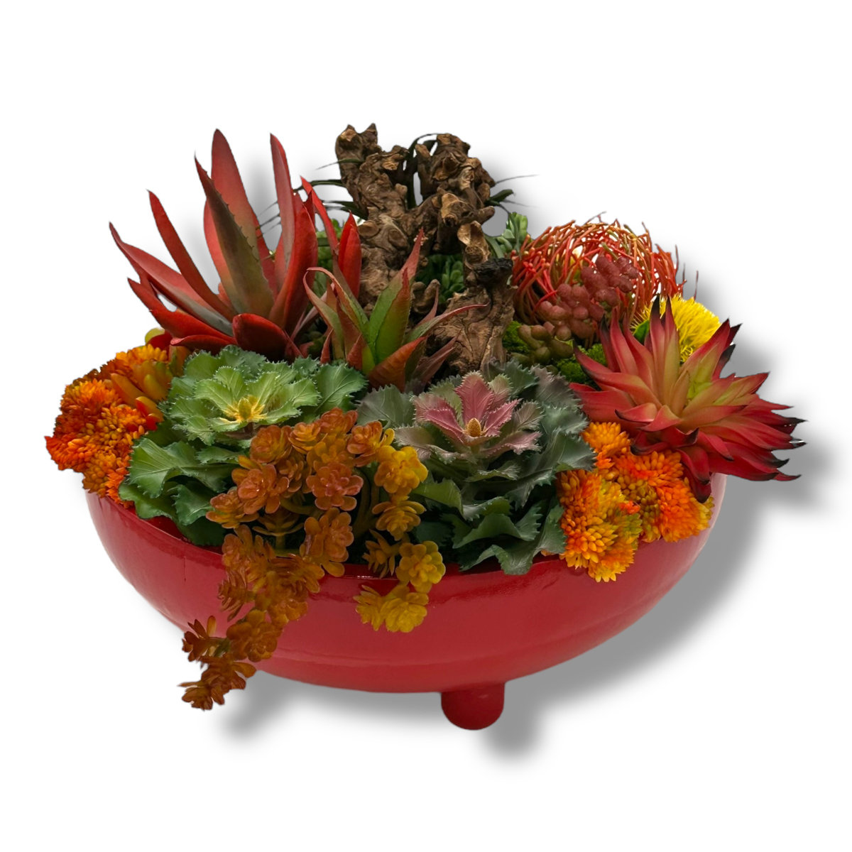 Cherry Red Circular Wood Vase