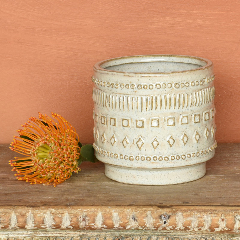Pot à fleurs en céramique Oyku, H 4,25 po x l 4,75 po x 4,75 po