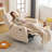 Oversized Swivel Rocker Recliner Chair, 26" Extra Wide Glider Nursery Chair with Adjustable Headrest, Chenille Power Recliner Rocking with Double Cushion, Cup Holder，Beige-1156055716