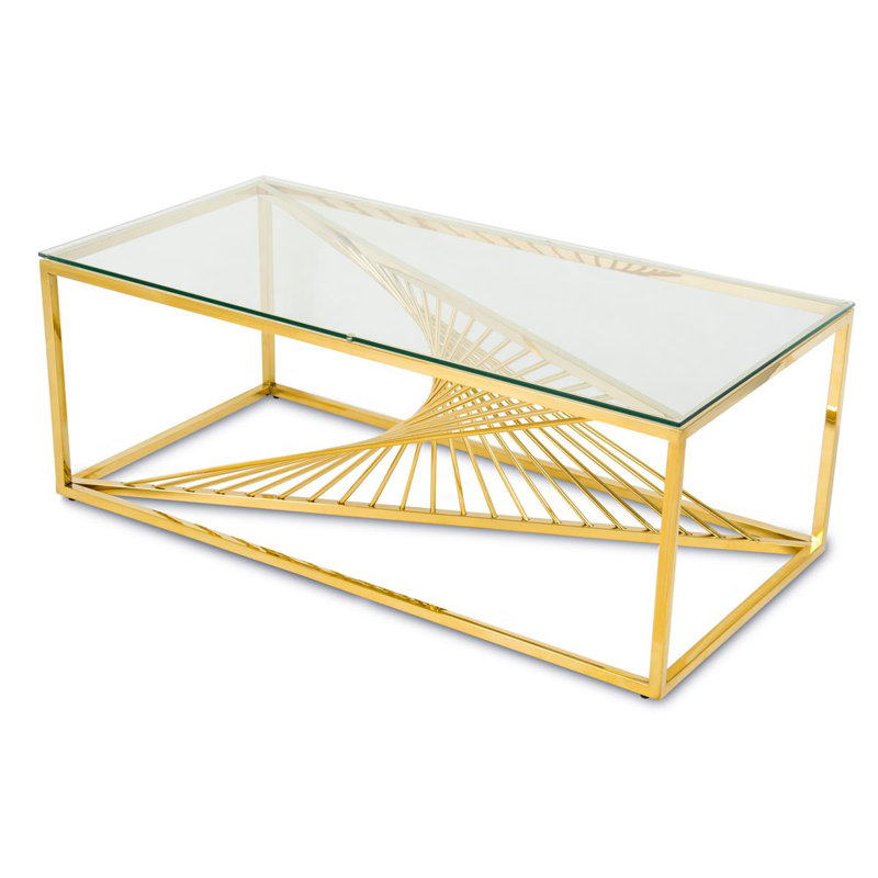 Fairhope glass coffee table, Transparent, Gold