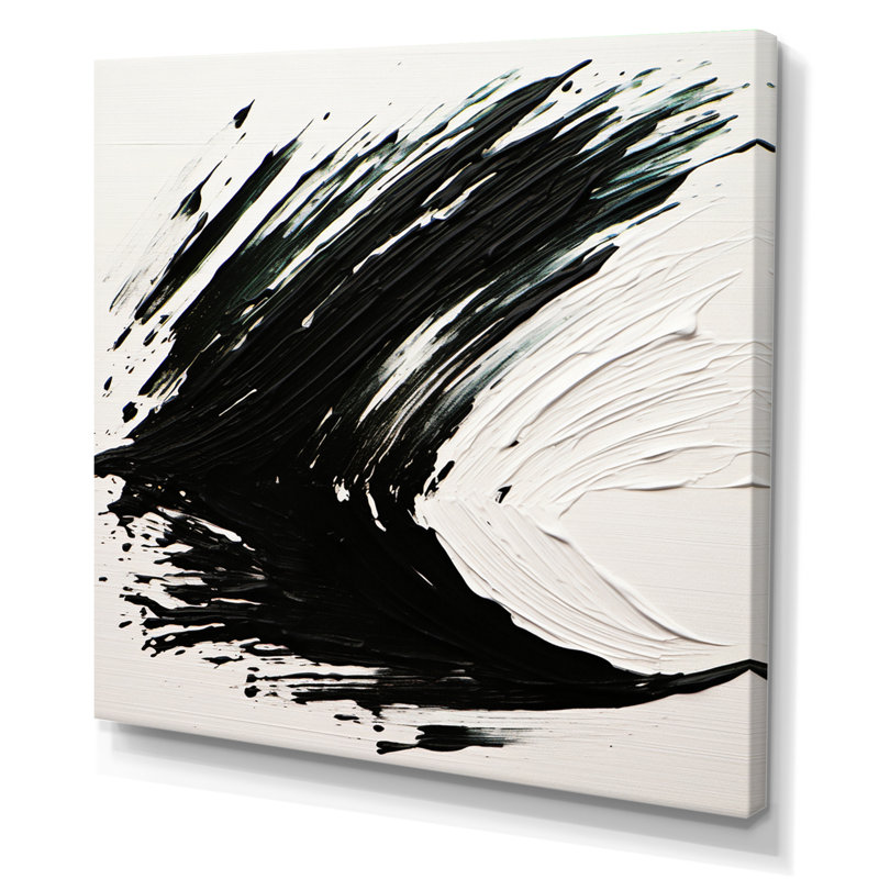 Essentiel essentiel, abstrait noir et blanc - Reproduction d'art abstrait, H 16 po x l 16 po x P 1 po, Toile tendue