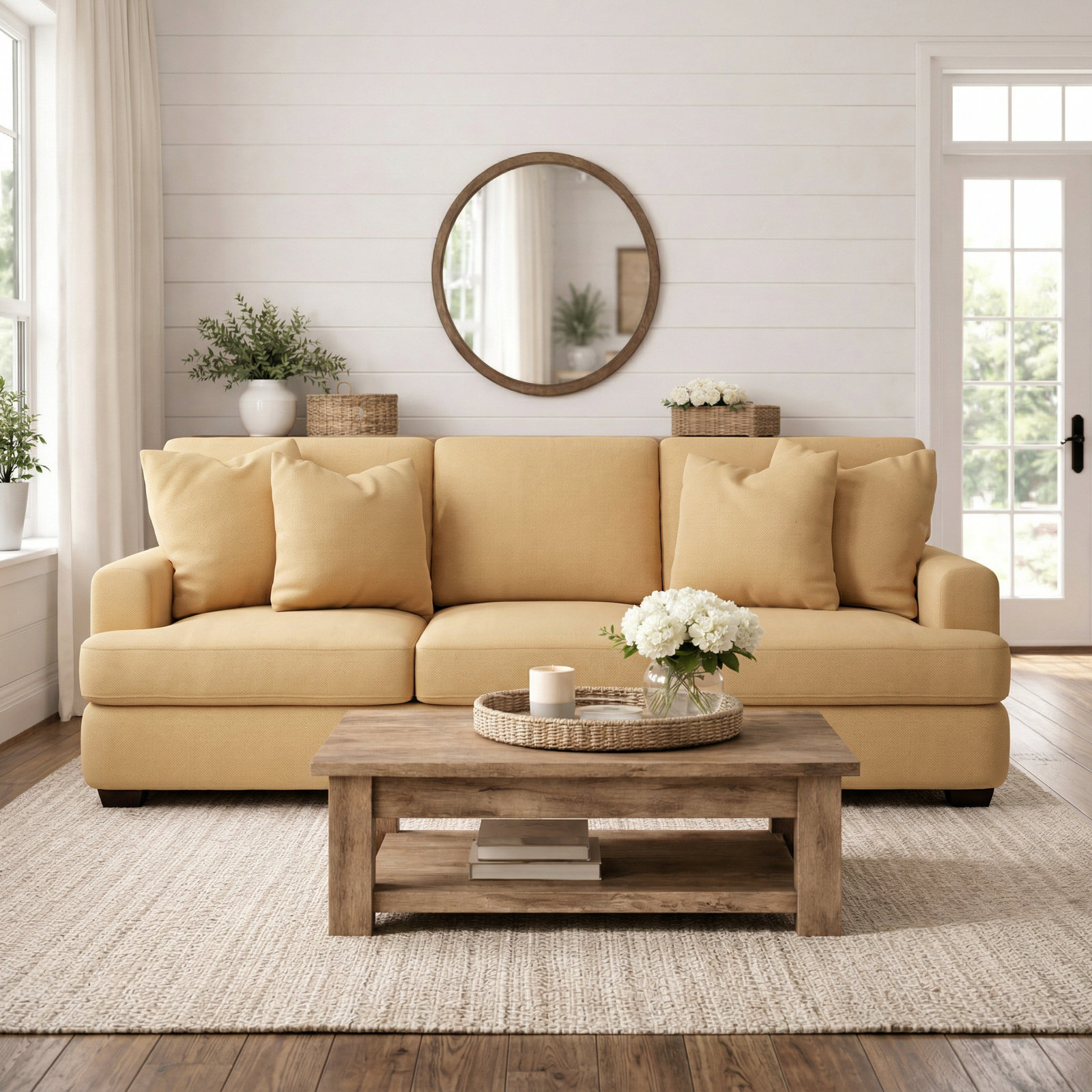Emilio 90'' Upholstered Sofa, Bayou Sunshine