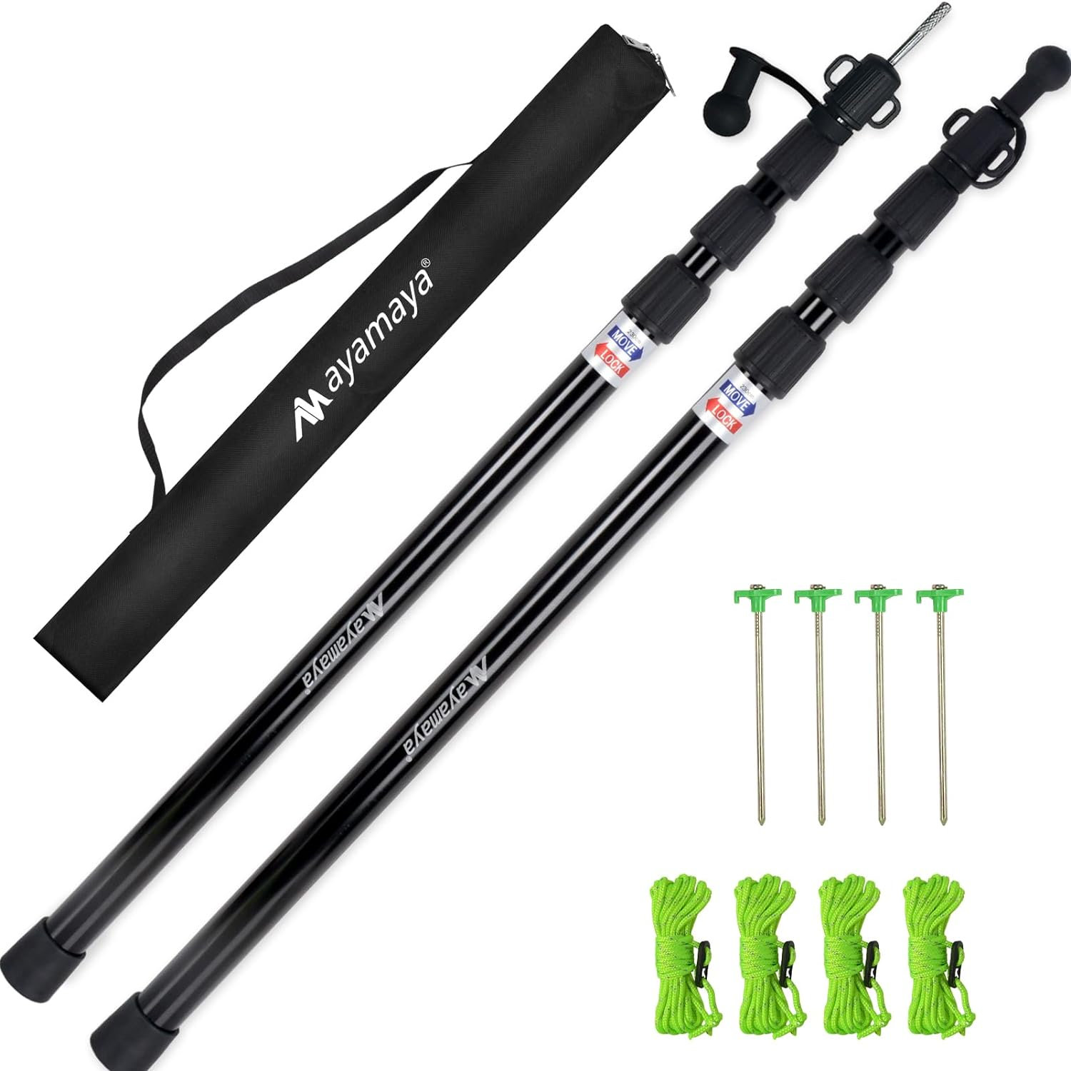 Set De 2 Barres De Tente Télescopiques – 43-200cm, Poteaux En Acier, Avec Sac, Pour Bâche, Auvent, Camping