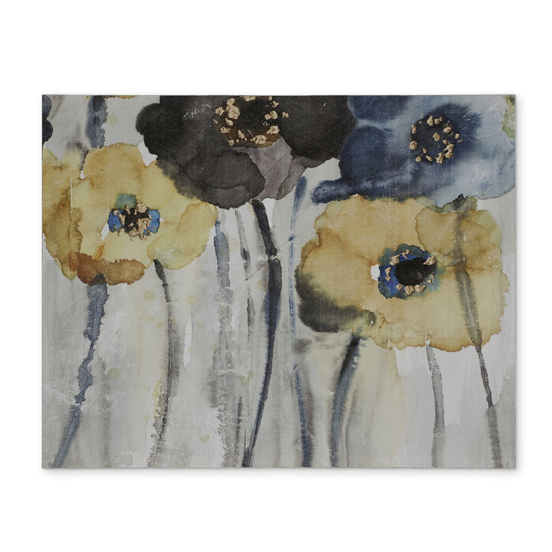 Napperon bleu contemporain bleu - Fleurs bleues et jaunes