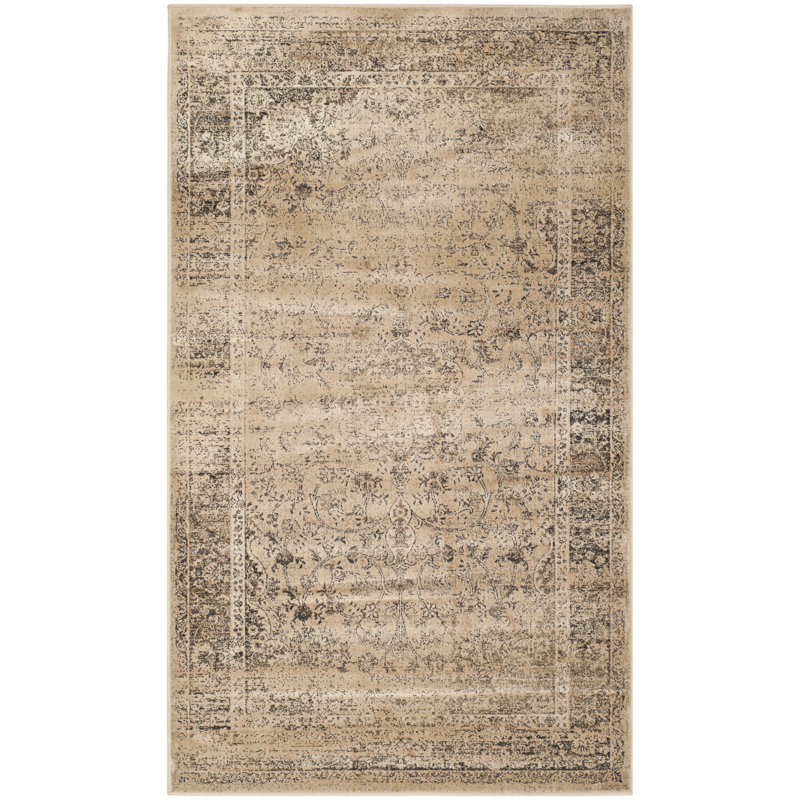 Evanoff Abstract Beige Area Rug, Rectangle 3'3" x 5'7"
