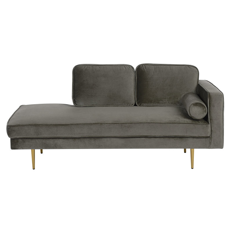 Dan Velvet Chaise Lounge, Right Hand Facing, Grey
