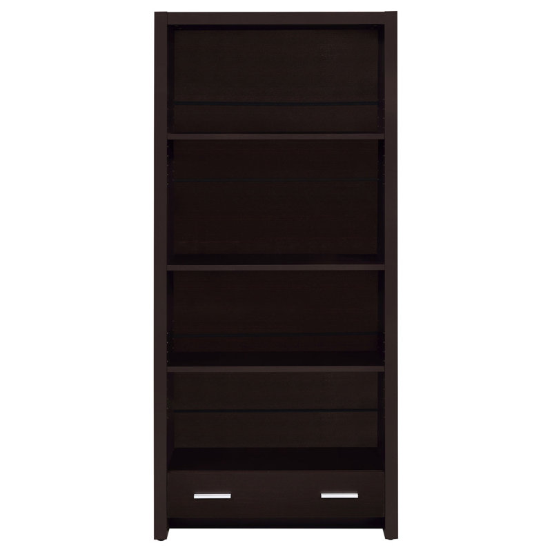 Maureen Cappuccino 5-Shelf Bookcase With Drawer