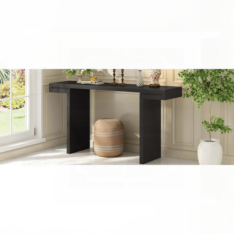 Console géométrique 60 pouces avec finition peinte et pieds réglables, Black