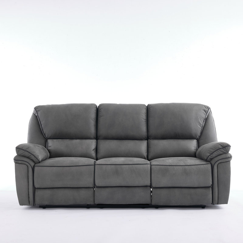 Fabric Reclining Sofa, Light Grey, 3 Seater