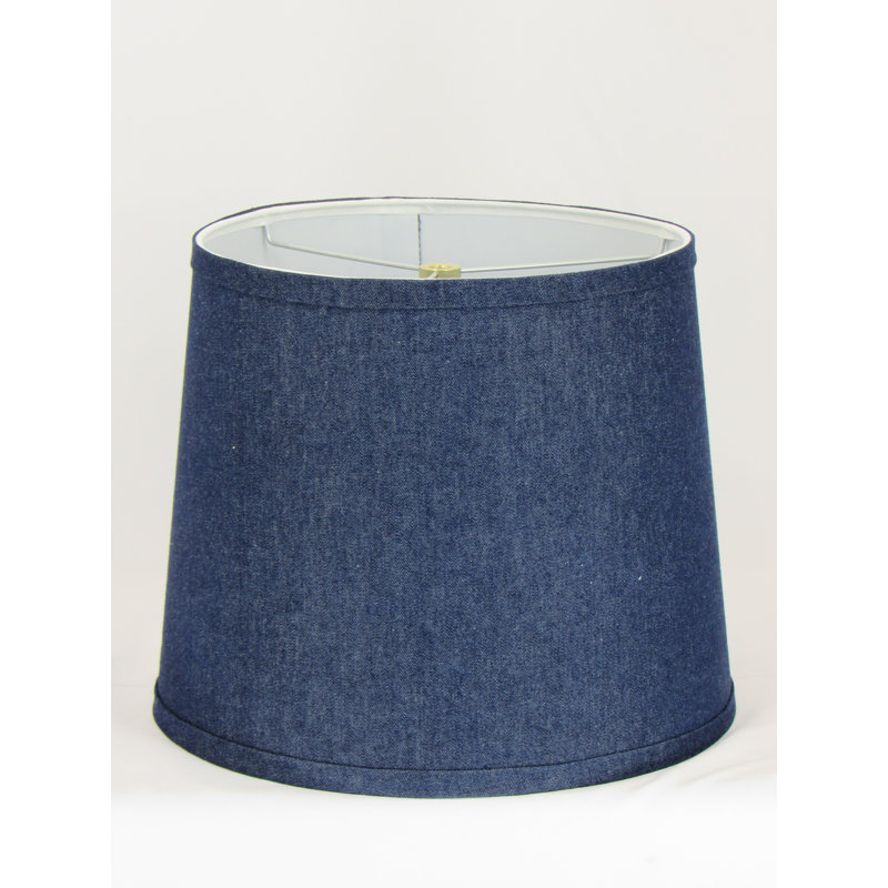 Abat-jour tambour en coton (araignée) de couleur bleue, H 11 po x l 14 po x P 14 po