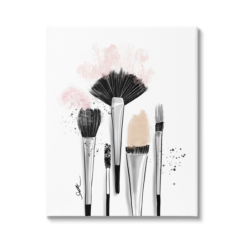 Maquillage, pinceaux, outils glam, art mural par Alison Petrie, H 48 po x l 36 po x P 1,5 po