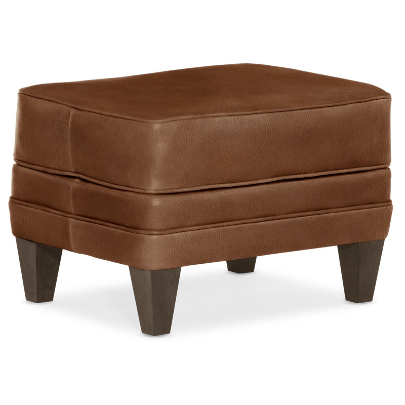 Willow Ottoman, Cobblestone, Aline Fumo Genuine Leather