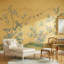 Papier peint mural botanique, fond doré amovible d'inspiration asiatique-524923649-524923651
