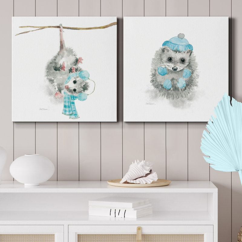 Christmas Critter Possum - ensemble de 2 reproductions sur toiles tendues, H 24 po x l 48 po x P 1 po