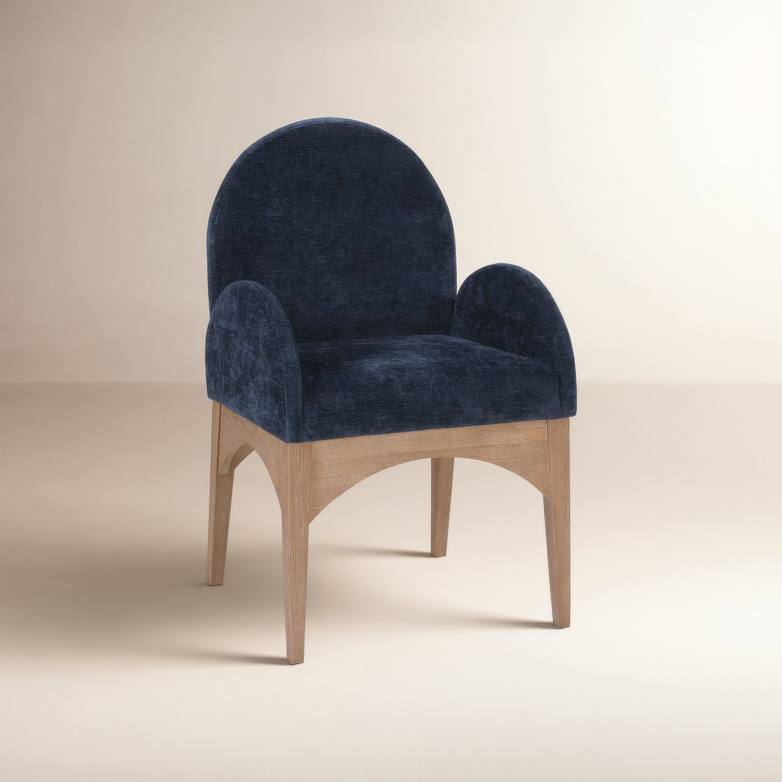 Waldorf Armchair, Natural, Navy Chenille