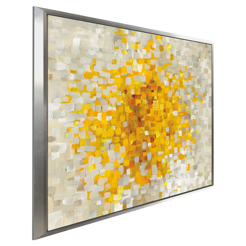 «Summer Blocks», reproduction de peinture acrylique sur toile, H 21,5 po x l 21,5 po x P 2 po, Cadre flottant argent