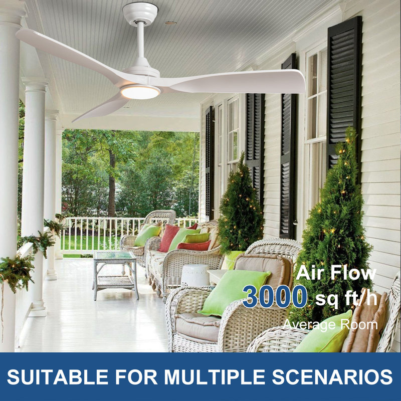 42" White Modern Ceiling Fan with Light and Remote APP, White