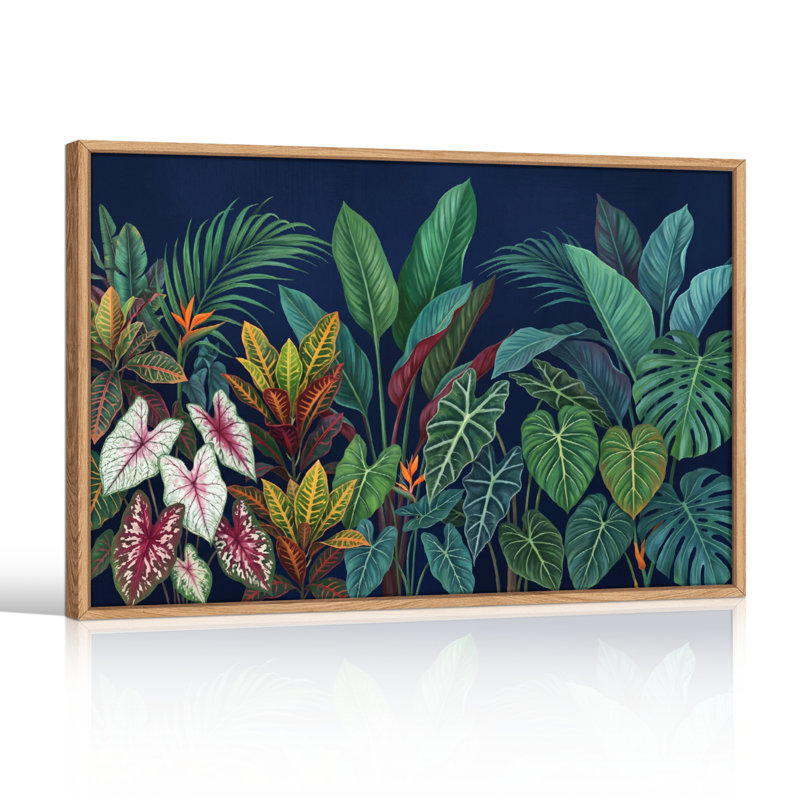 Ensemble de 1 tableau sur toile à motif de feuilles tropicales, H 36 po x l 48 po, Natural