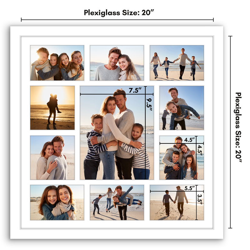 20x20 Collage Picture Frame - Fits One 8x10, Four 5x5, and Six 4x6 Photos or One 20x20 Photo, White