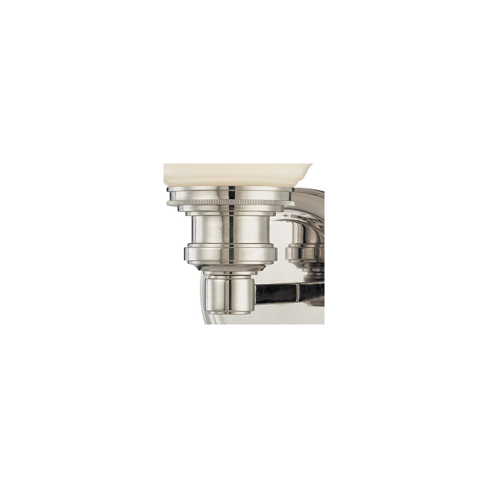 Windham Single Light Glass Dimmable Armed Sconce, Polished Nickel