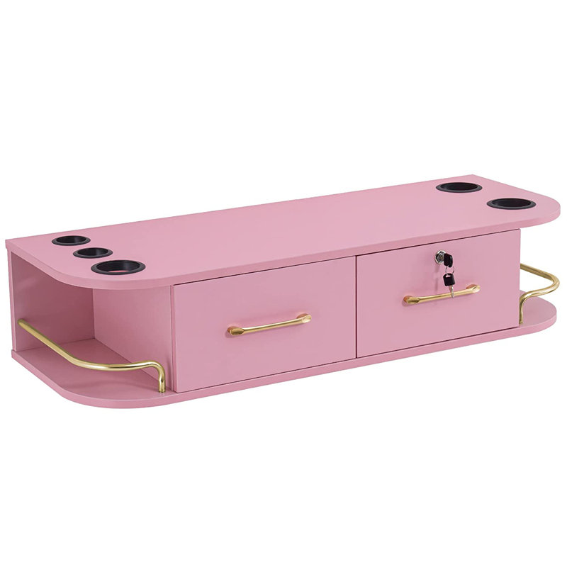 Sowder Locking Wall Mount Styling Station Barber Beauty Spa Salon Equipment, Pink