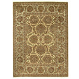 Hand Knotted Wool Oriental Area Rug in Gold And Green