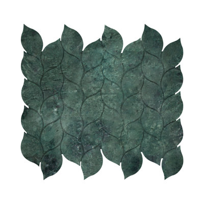 Carrara Verde Marble 3" x 1.5" Leaf Pattern Polished Mosaic Wall & Floor Tile