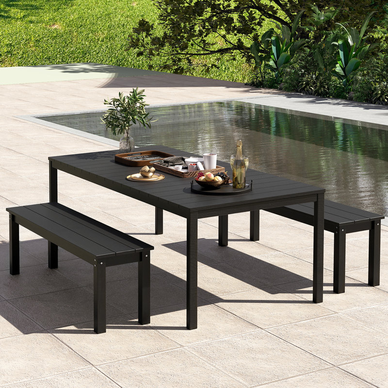 Banc de jardin 2 pièces en PEHD 55 po, Noir
