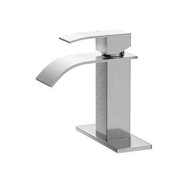 Robinet pour salle de bain 6 po, nickel brossé, fixation sur le comptoir, poignée simple, acier inoxydable robuste 304 pour robinet de lavabo en nickel confortable, fixation sur le comptoir, longue durée