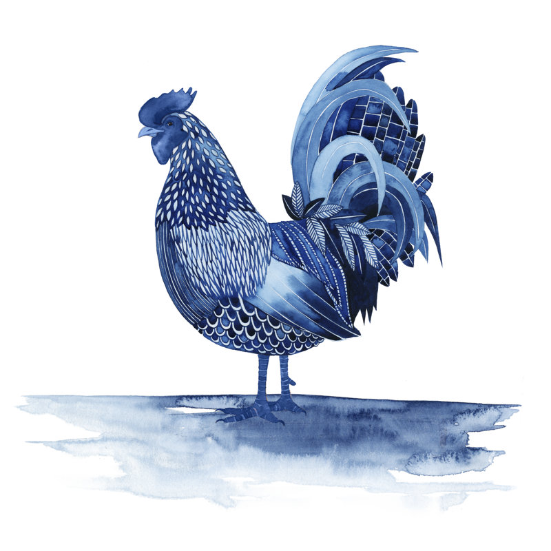 Cobalt Farm Animals IV by Grace Popp - Wrapped Canvas Painting, 30cm H x 30cm W
