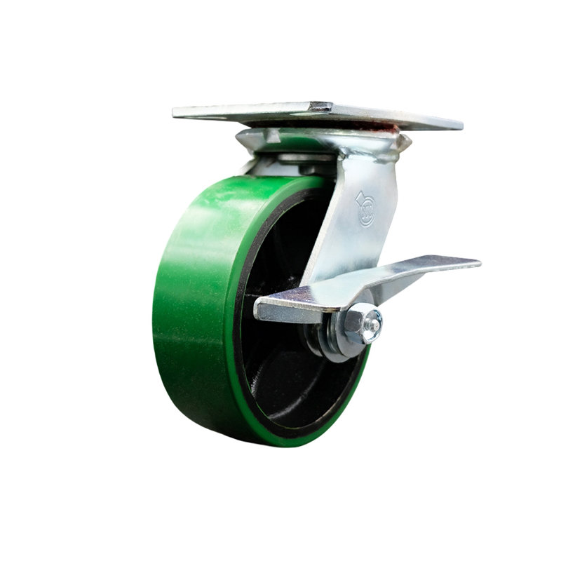 Poly on Cast Iron Caster, Green