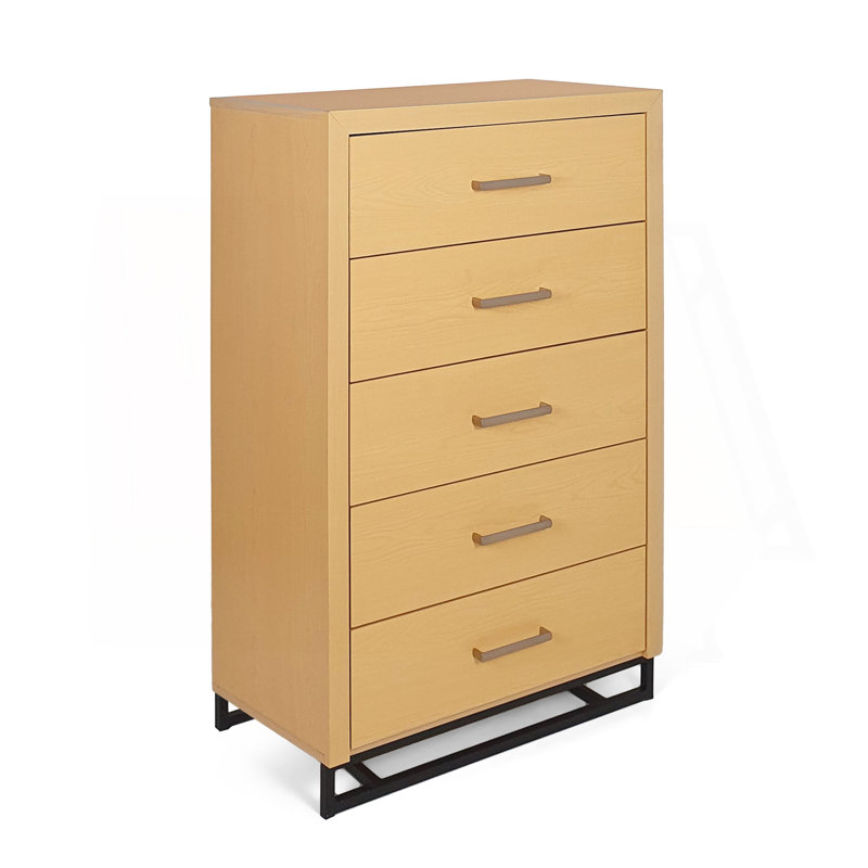 Commode à 5 tiroirs pour l'organisation et la décoration de la chambre à coucher, Naturel