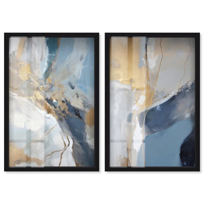 Tranquil Abstract Duo Shadowbox Print Bathroom Wall Decor by Art Remedy, Black Frame, 10 x 15