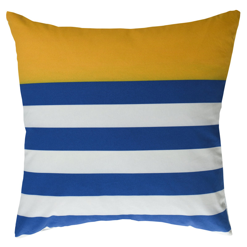 Coussin intérieur / extérieur Holli Zollinger, 24 po x 24 po, Jaune / Blanc