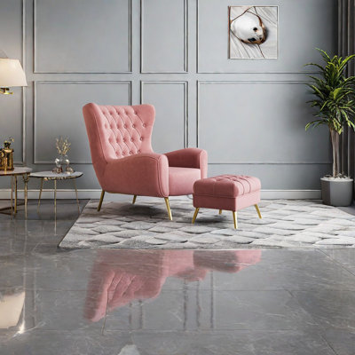 Fauteuil capitonné avec repose-pieds Elliekate