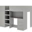 Lit mezzanine double gris avec garde-robe, bureau, unités de rangement et tiroirs