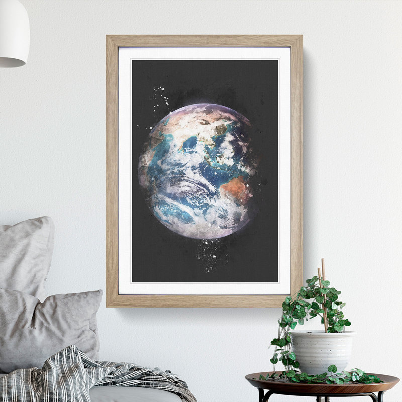 Planet Earth - Picture Frame Graphic Art Print, Oak Framed, 87cm H x 62cm W x 2cm D