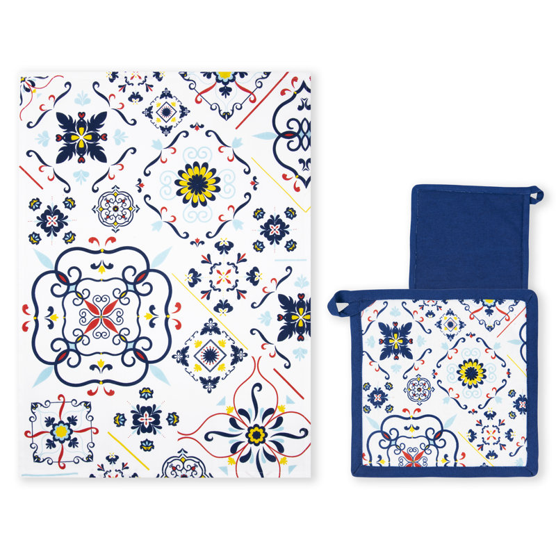 Vietri Color Cotton Kitchen Towel Linen Set
