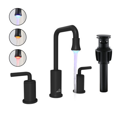 Willow 2-handle Black Bathroom Sink Faucet with LED Temperature Color
