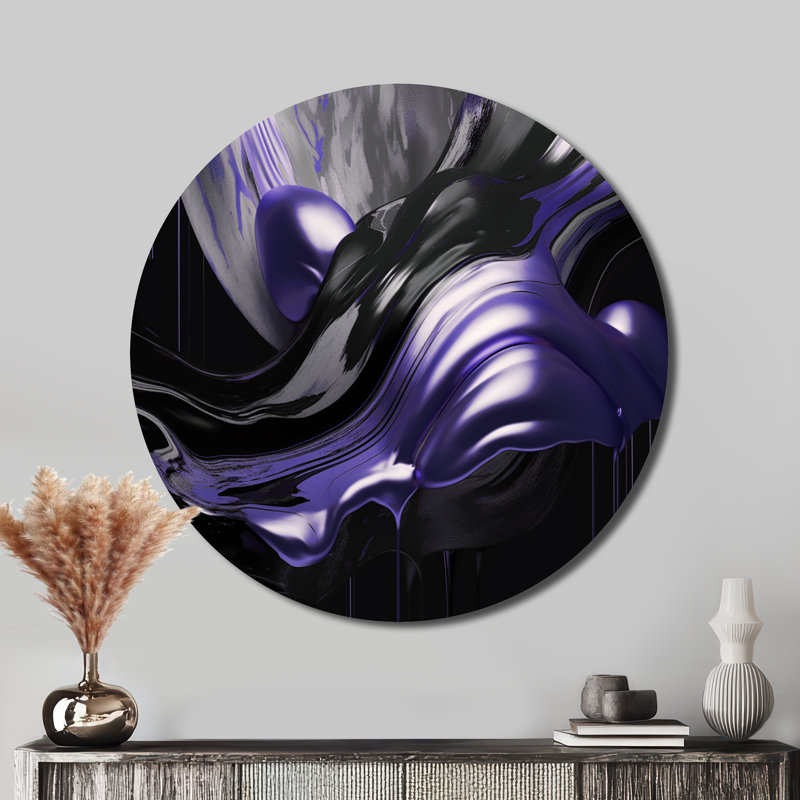 Captivating Marble Ii - Abstract Wall Decor On Metal, 16" W x 16" H, Purple