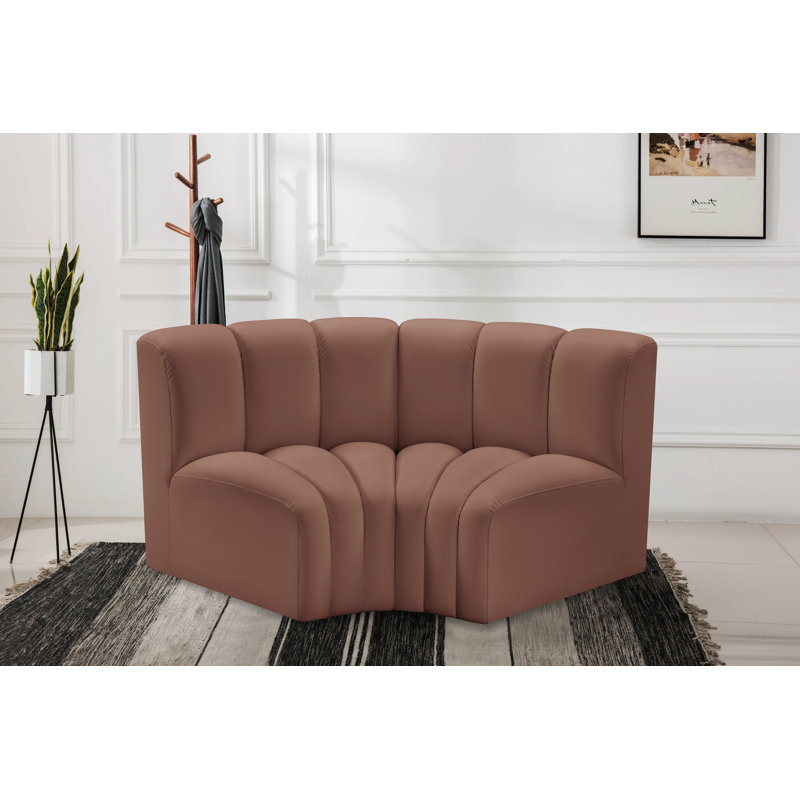 Isidor Upholstered 60'' Loveseat, Cognac Vegan Leather