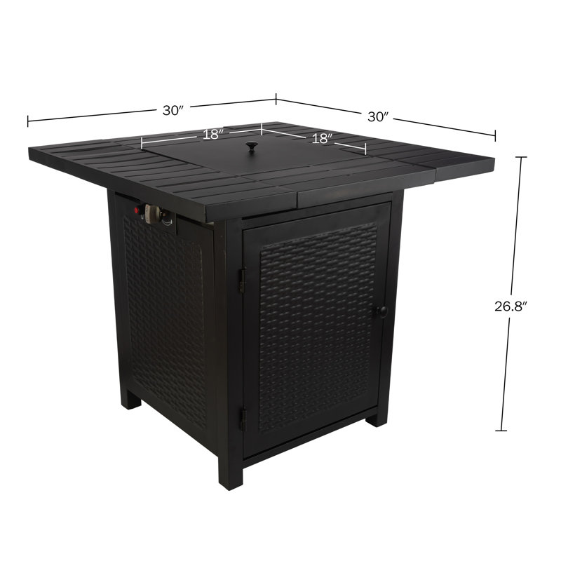 Pure Garden 30" Black Propane Gas Fire Pit Table