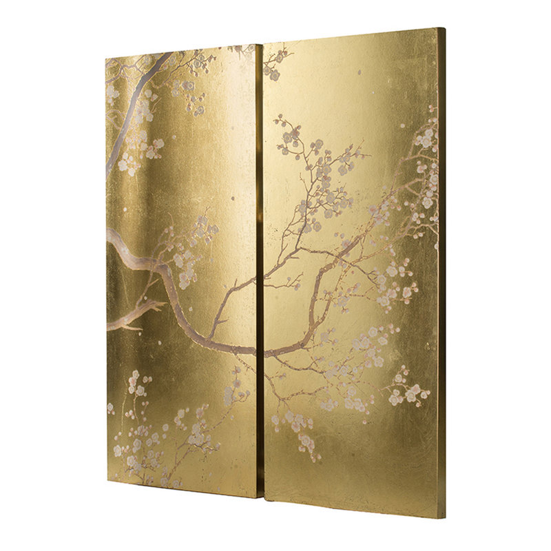 Motif floral divisé sur toile, 2 pièces minimalistes