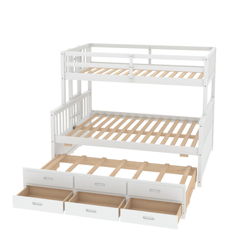 Lit simple superposé au dessus d'un lit double avec gigogne Feld Kids, Blanc