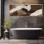 «Grunge Abstract Paint Stroke Effect Mid Mid Century Shape Contemporary Abstract Dynamic Black and White», reproduction encadrée sur toile-96074529-111376716