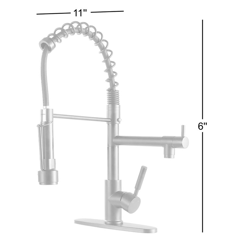 Robinet de cuisine noir mat avec poignée simple avec plaque de pont et verrou de bec, Noir mat
